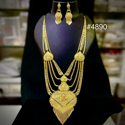 Exclusive Gold Plated Long Necklaces Set, PMJ Model No: 4890