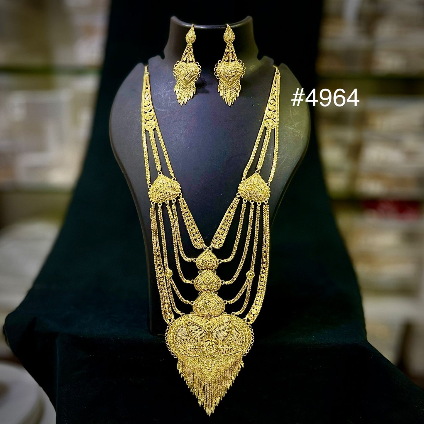Exclusive Gold Plated Long Necklaces Set, PMJ Model No: 4964