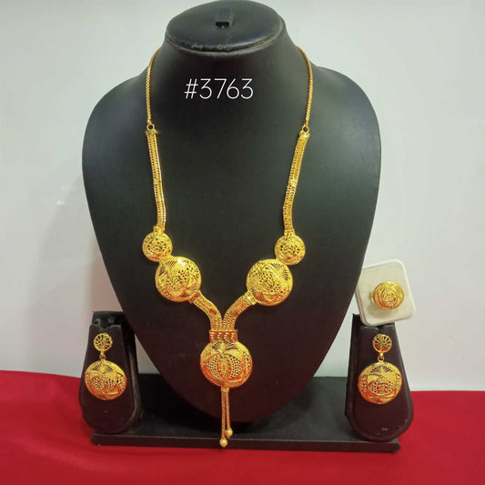 Gold Plated Bridal Short  Necklace Set, PMJ Model No: 3763