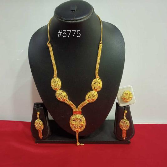 Gold Plated Bridal Short  Necklace Set, PMJ Model No: 3775