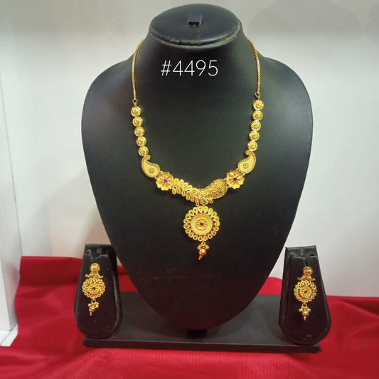 Gold Plated Bridal Short Necklace Set, PMJ Model No: 4495