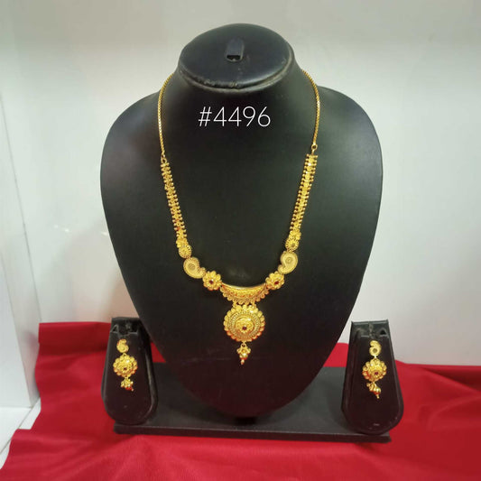 Gold Plated Bridal Short Necklace Set, PMJ Model No: 4496