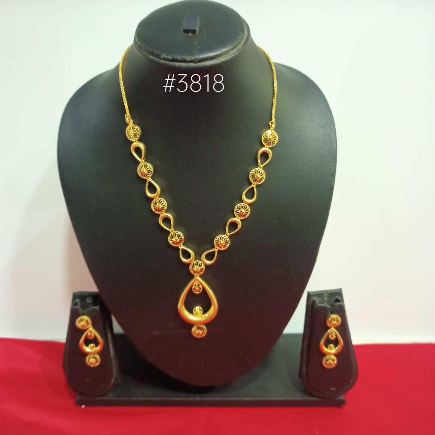 Gold Plated Bridal Short Necklace Set, PMJ Model No: 3818