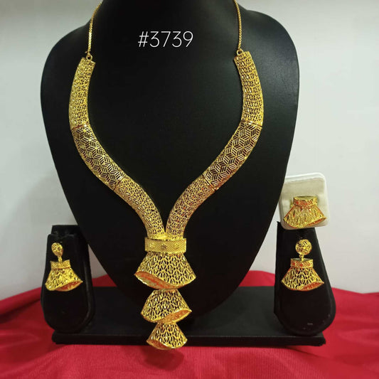 Gold Plated Bridal Short  Necklace Set, PMJ Model No: 3739