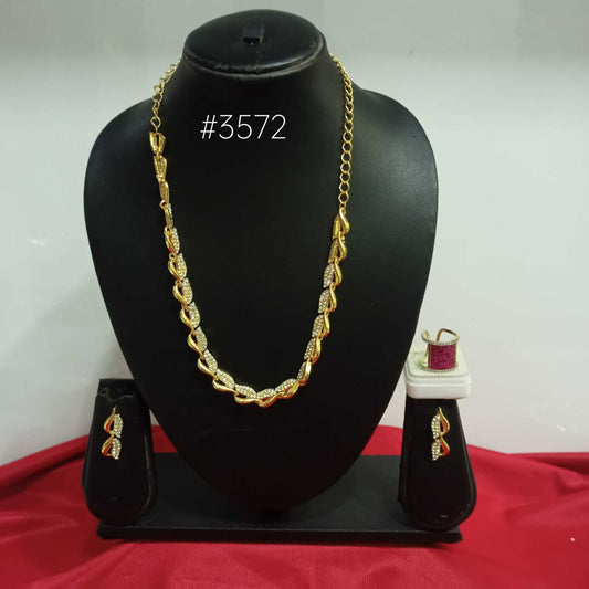 Gold Plated Bridal Short  Necklace Set, PMJ Model No: 3572