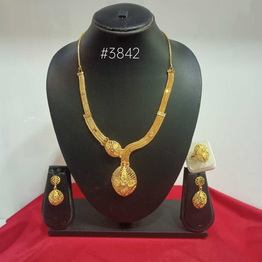 Gold Plated Bridal Short Necklace Set, PMJ Model No: 3842