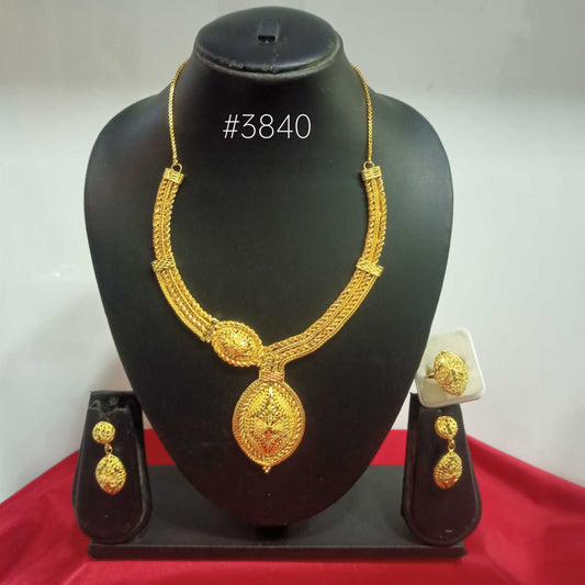 Gold Plated Bridal Short Necklace Set, PMJ Model No: 3840