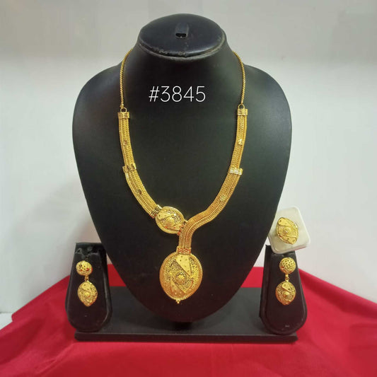 Gold Plated Bridal Short Necklace Set, PMJ Model No: 3845