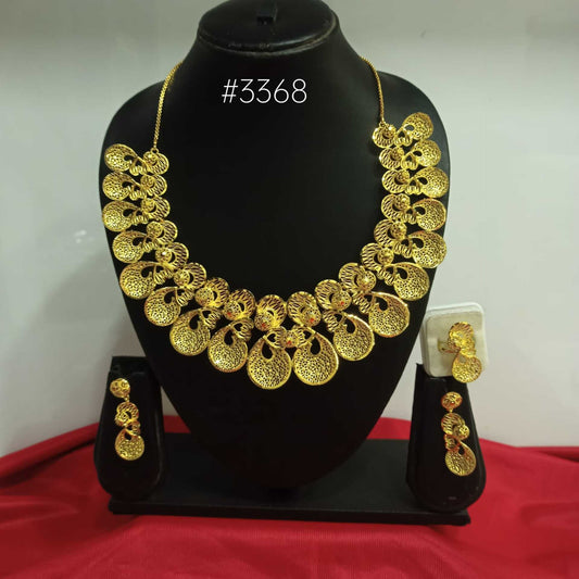 Gold Plated Hand Made Short Necklace Set, PMJ Model No: 3368