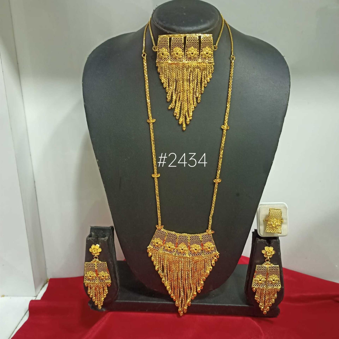 Gold Plated Beautiful Stylish Long Necklace with Earrings MODEL :2434