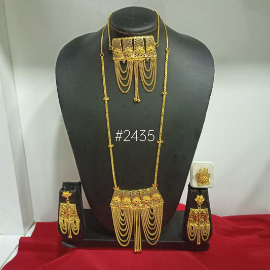 Gold Plated Beautiful Stylish Long Necklace with Earrings MODEL :2435