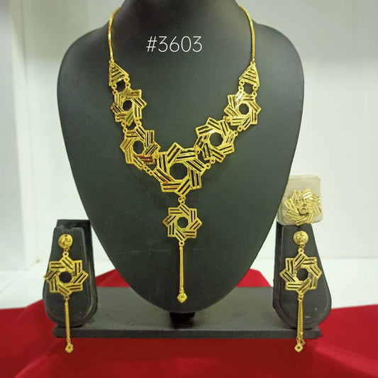 Gold Plated Bridal Short  Necklace Set, PMJ Model No: 3603