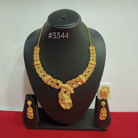 Gold Plated Hand Made Short Necklace Set, PMJ Model No: 3344