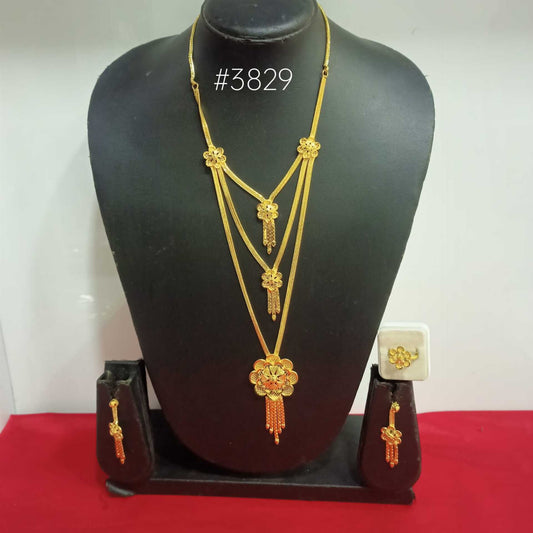 Exclusive Gold Plated Long Necklaces Set, PMJ Model No: 3829