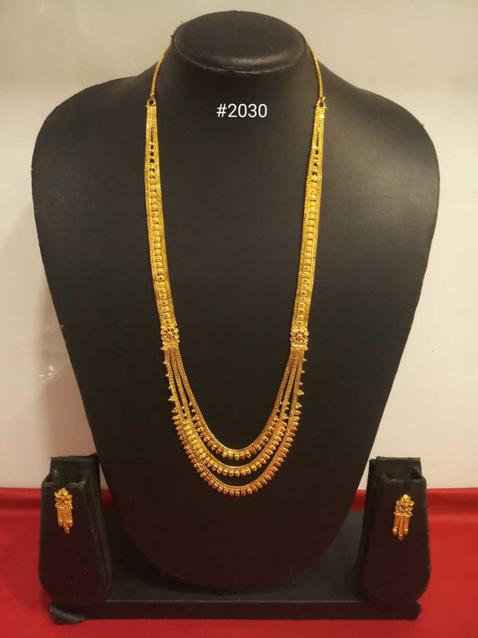 Gold Plated Beautiful Stylish Long Necklace with Earrings MODEL :2030