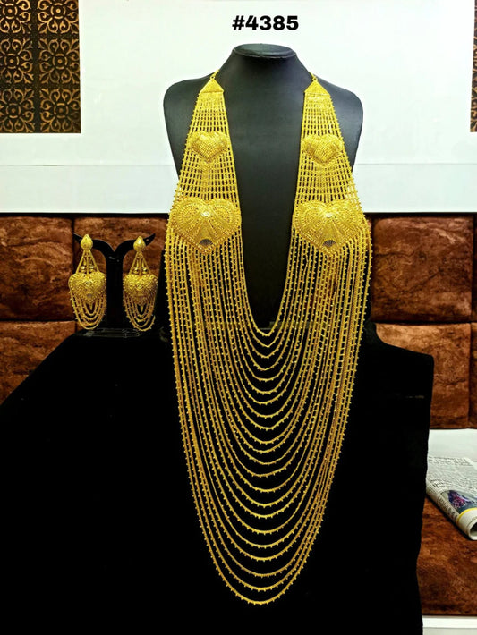 Gold Plated 28 Line  Maddona Long Necklace Set, PMJ Model No: 4385
