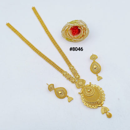 Gold Plated Long NECKLACE 5 Gram Gold Plated Jewellery PMJ Model No : 8046