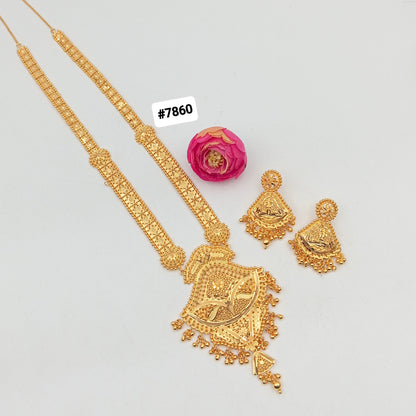 Gold Plated LONG NECKLACE 5 Gram Gold Plated Jewellery PMJ Model No : 7860