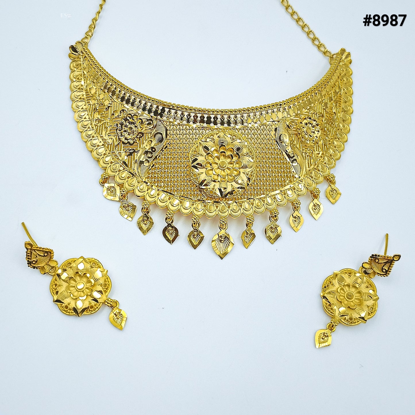 Gold Plated SHORT NECKLACE 5 Gram Gold Plated Jewellery PMJ Model No : 8987