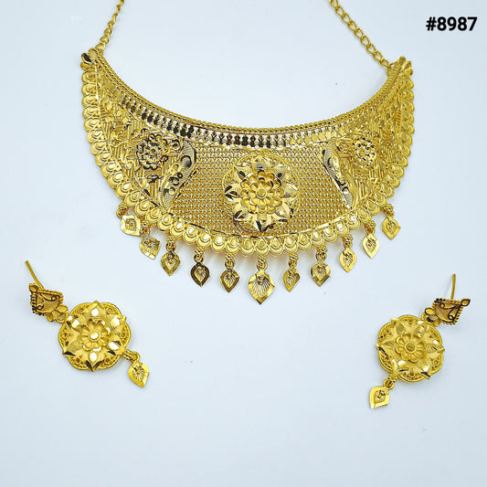 Gold Plated SHORT NECKLACE 5 Gram Gold Plated Jewellery PMJ Model No : 8987