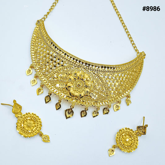Gold Plated SHORT NECKLACE 5 Gram Gold Plated Jewellery PMJ Model No : 8986