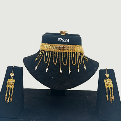 Gold Plated Short Necklace 5 Gram Gold Plated Jewellery PMJ Model No : 7924