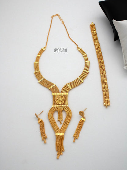Exclusive Gold Plated Long Necklaces Set, PMJ Model No: 4981