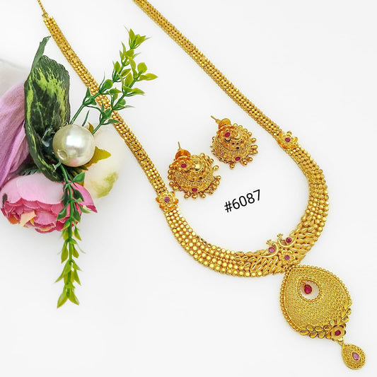 Exclusive Gold Plated Long Necklaces Set, PMJ Model No: 6087