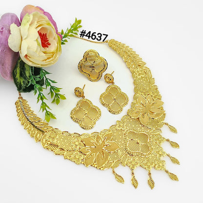 Gold Plated Bridal Short Necklace Set, PMJ Model No: 4637