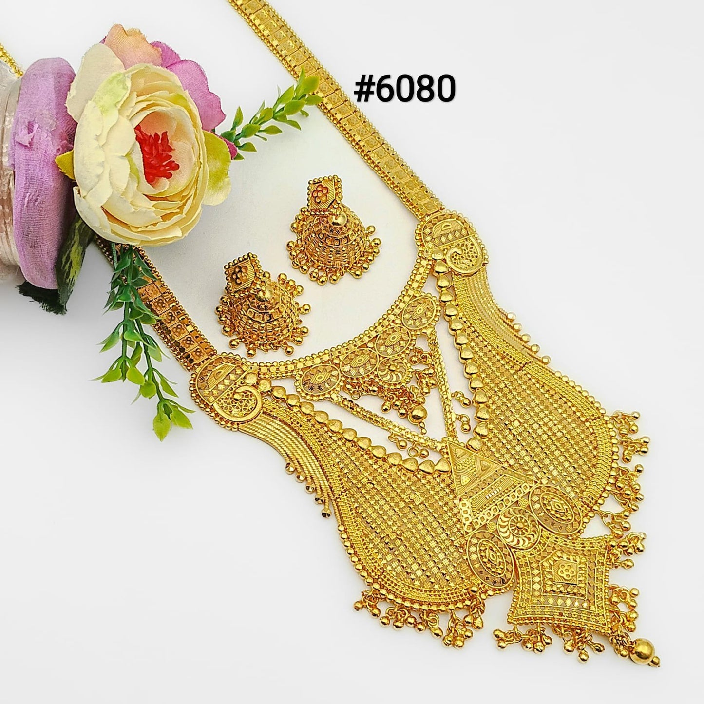 Exclusive Gold Plated Long Necklaces Set, PMJ Model No: 6080