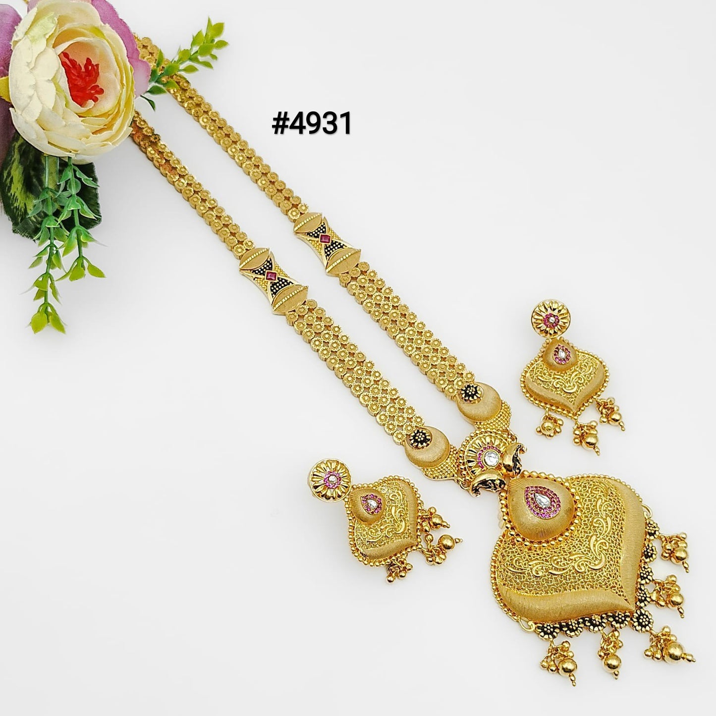 Exclusive Gold Plated Long Necklaces Set, PMJ Model No: 4931