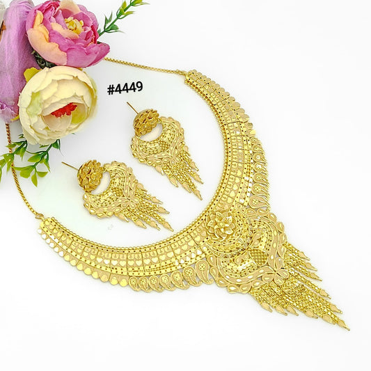 Gold Plated Hand Made Short Necklace Set, PMJ Model No: 4449