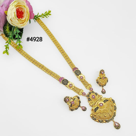 Exclusive Gold Plated Long Necklaces Set, PMJ Model No: 4928