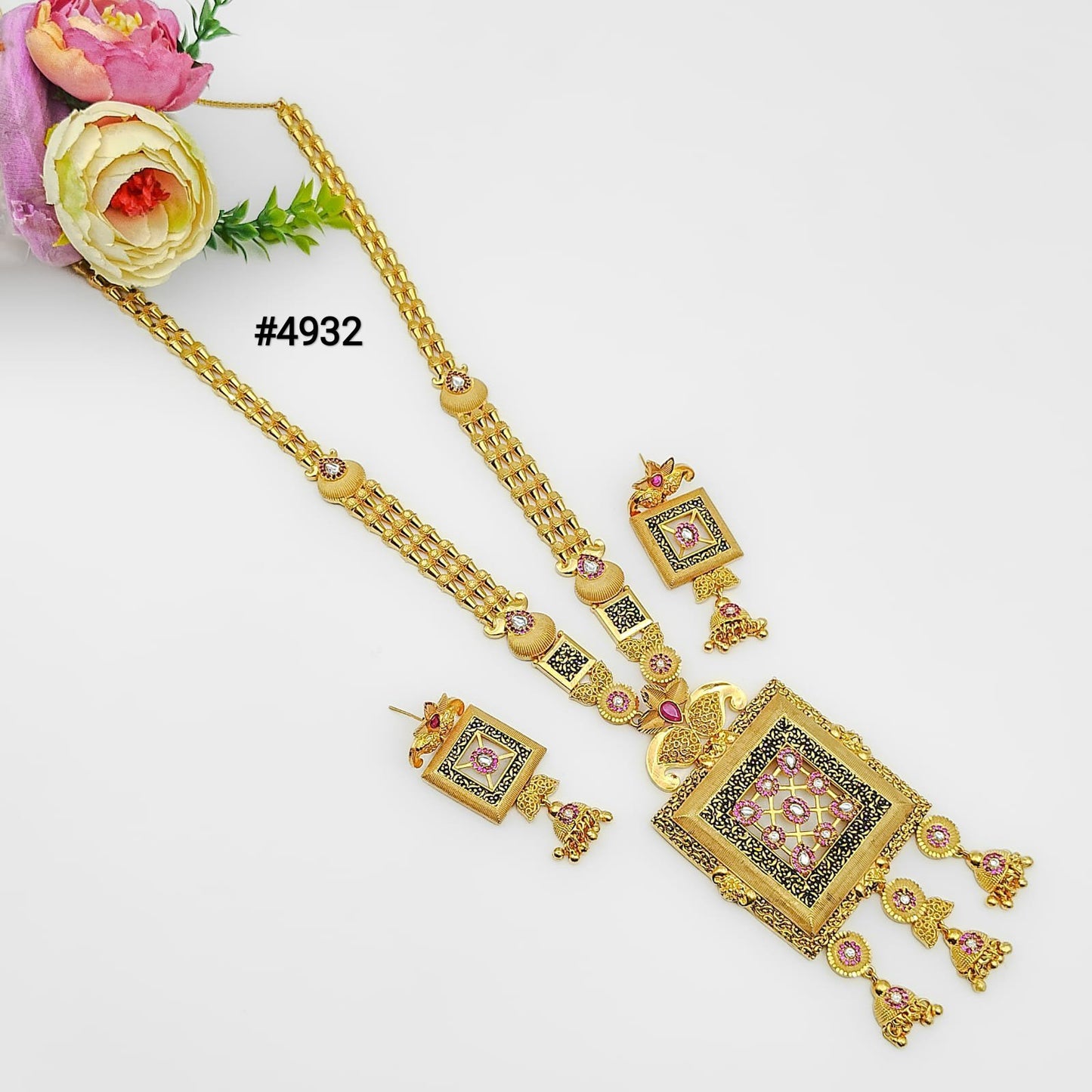 Exclusive Gold Plated Long Necklaces Set, PMJ Model No: 4932