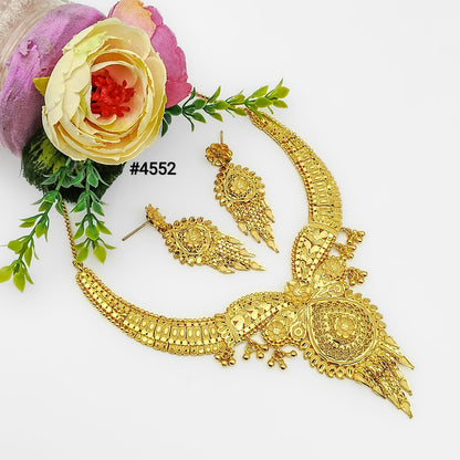 Gold Plated Bridal Short Necklace Set, PMJ Model No: 4552