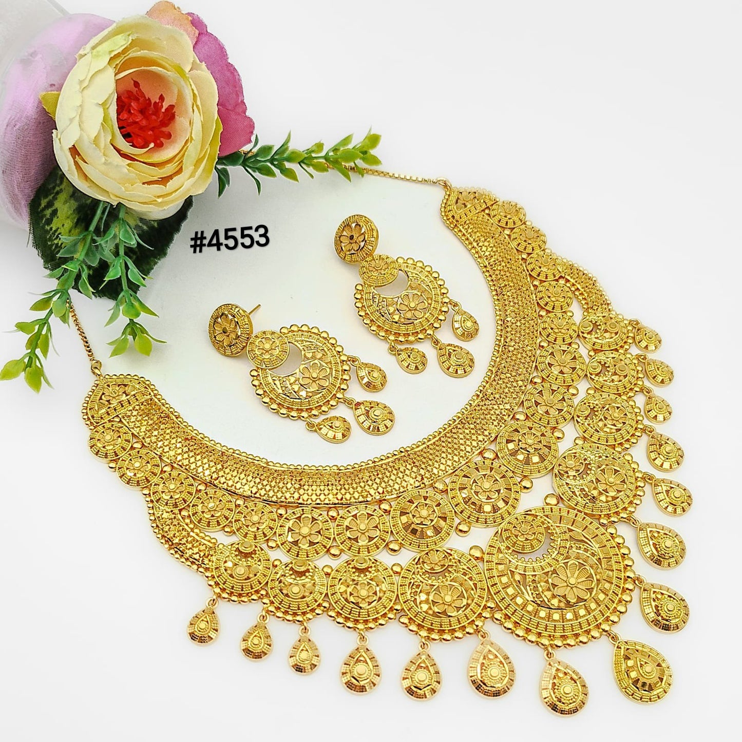 Gold Plated Bridal Short Necklace Set, PMJ Model No: 4553