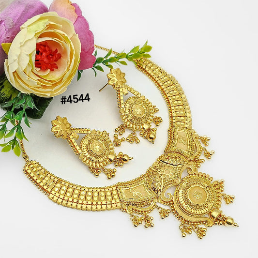 Gold Plated Bridal Short Necklace Set, PMJ Model No: 4544