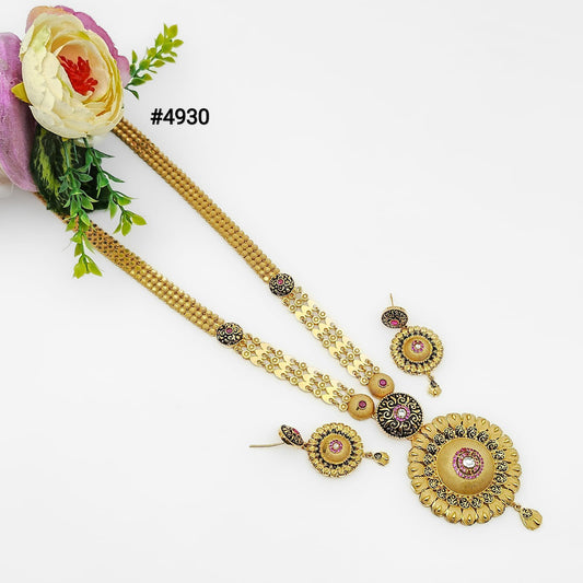 Exclusive Gold Plated Long Necklaces Set, PMJ Model No: 4930