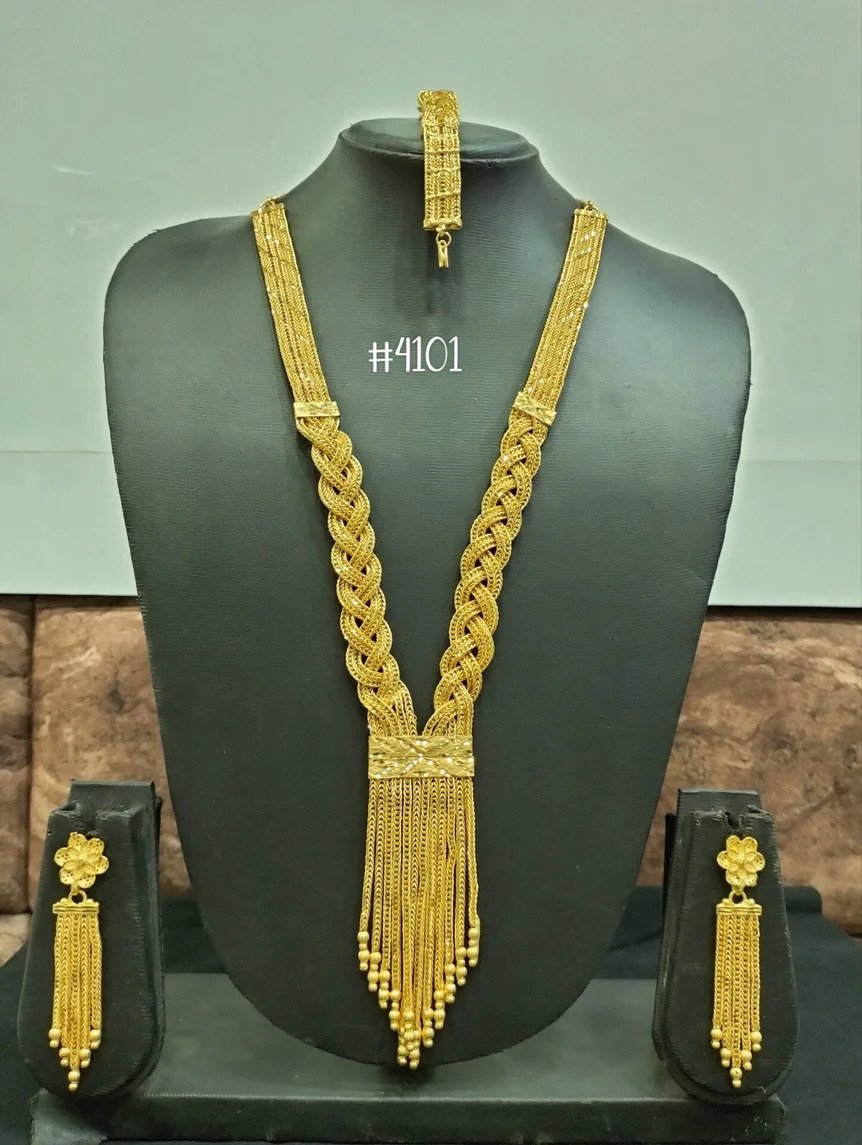 Gold Plated Beautiful Long Necklace with Earrings MODEL:4101