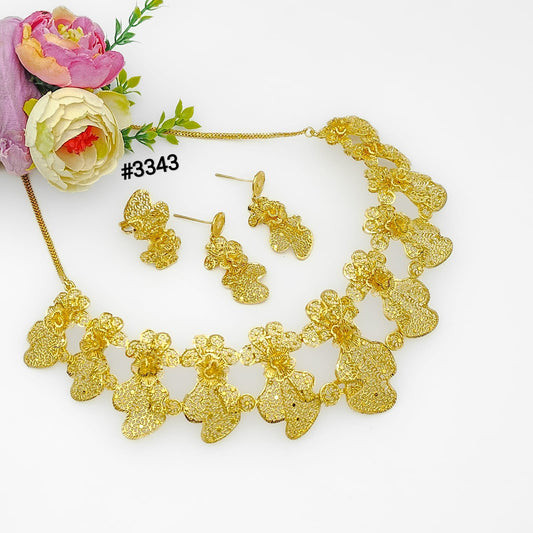 Gold Plated Hand Made Short Necklace Set, PMJ Model No: 3343