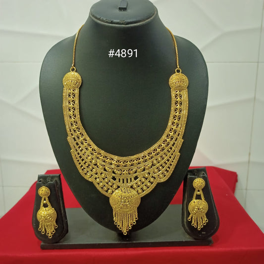 Gold Plated Bridal Short Necklace Set, PMJ Model No: 4891