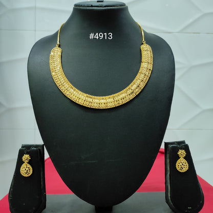 Gold Plated Bridal Short Necklace Set, PMJ Model No: 4913