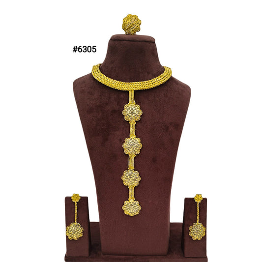 Designer Gold Plated Long Necklace Set, PMJ Model No: 6305