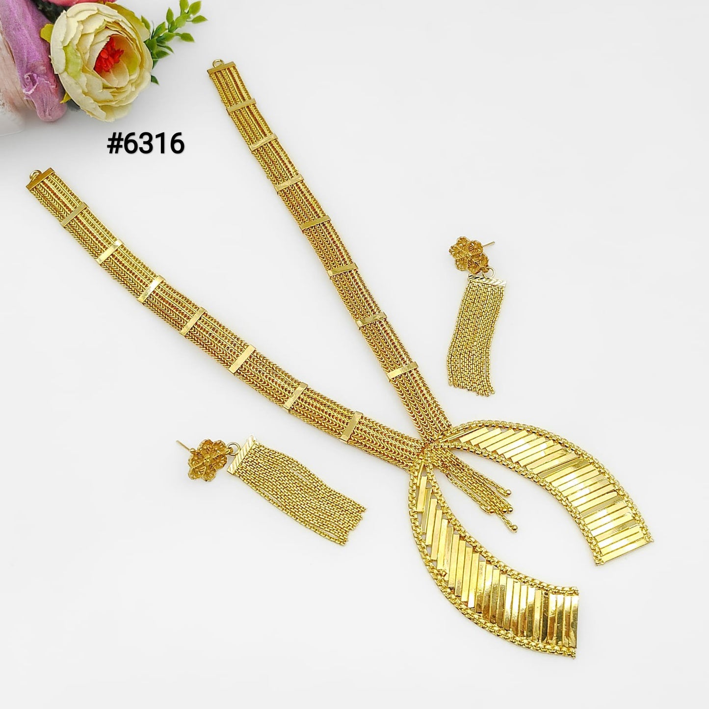 Exclusive Gold Plated Long Necklace Set, PMJ Model No: 6316