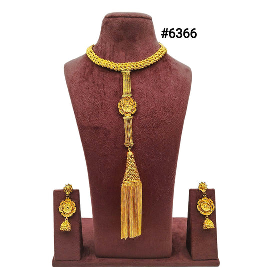 Gold Plated Hand Made Jewelry Long Necklace Set, PMJ Model No: 6366