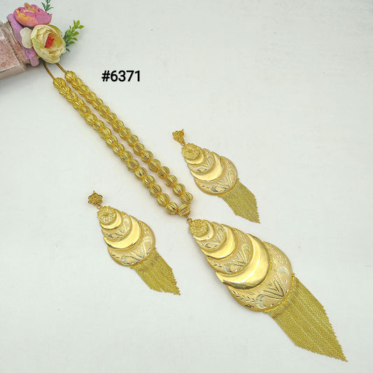 Gold Plated Hand Made Jewelry Long Necklace Set, PMJ Model No: 6371