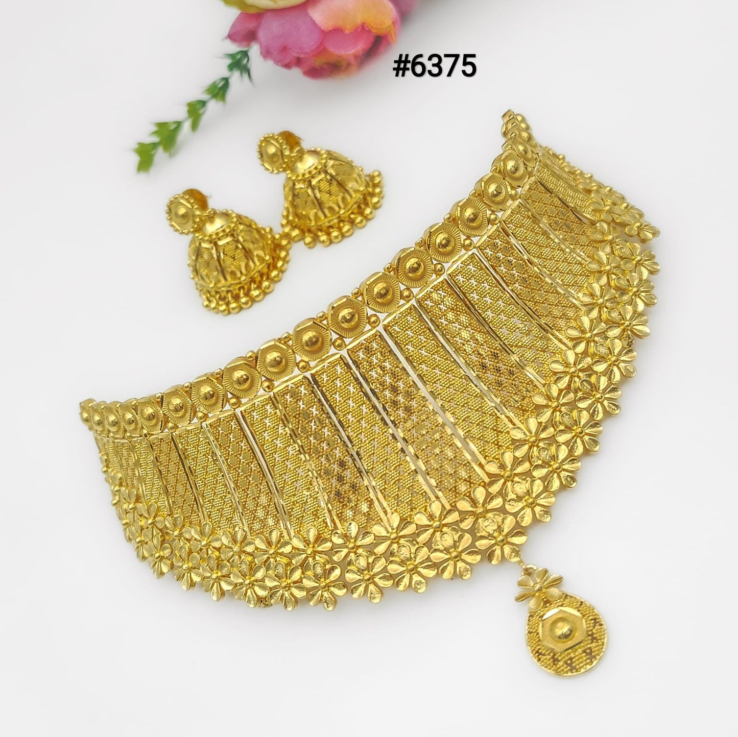 Gold Plated Short Necklace Set, PMJ Model No: 6375