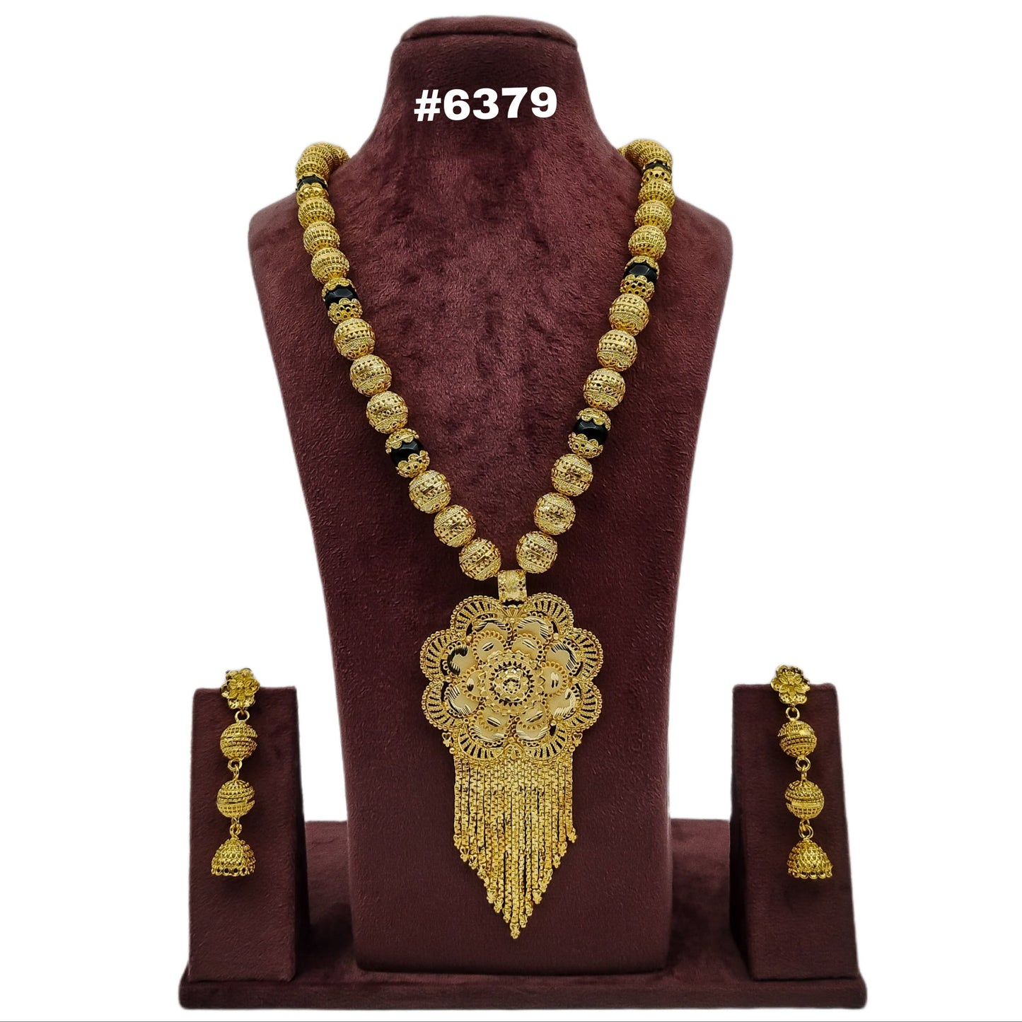 Gold Plated Hand Made Jewelry Long Necklace Set, PMJ Model No: 6379