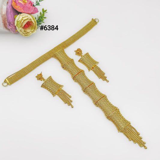 Gold Plated Hand Made Jewelry Long Necklace Set, PMJ Model No: 6384