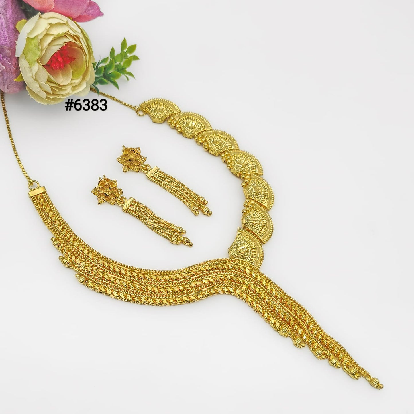 Gold Plated Short Necklace Set, PMJ Model No: 6383